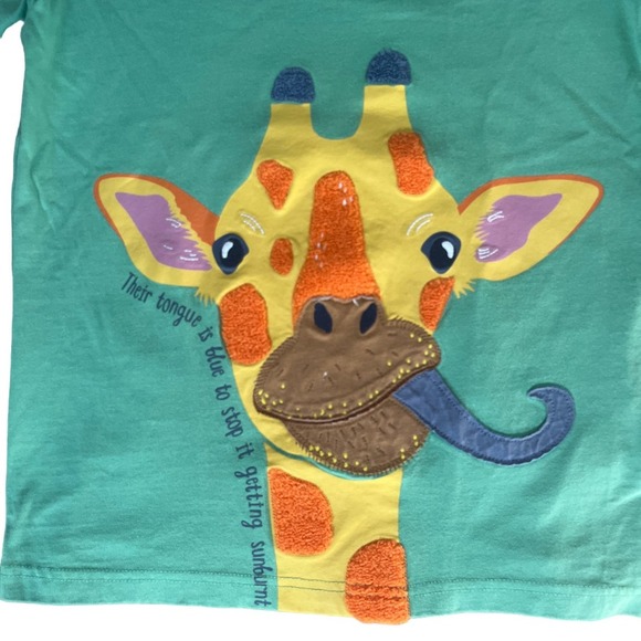 Mini Boden Size 11-12 Giraffe applique T Shirt Green - Picture 2 of 3